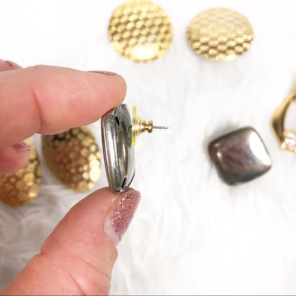 Vintage 90s silver gold earrings 4 pack stud - Picture 2 of 5